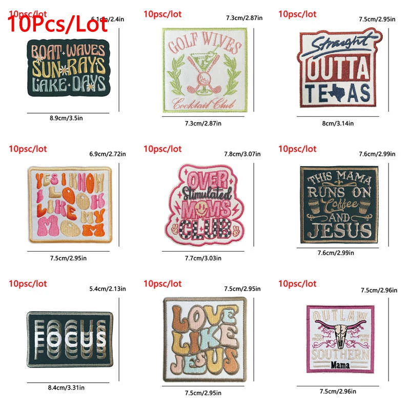 10 unids/lote de parches bordados de vaquera: parches termoadhesivos para ropa, mochilas y más - imagen 2