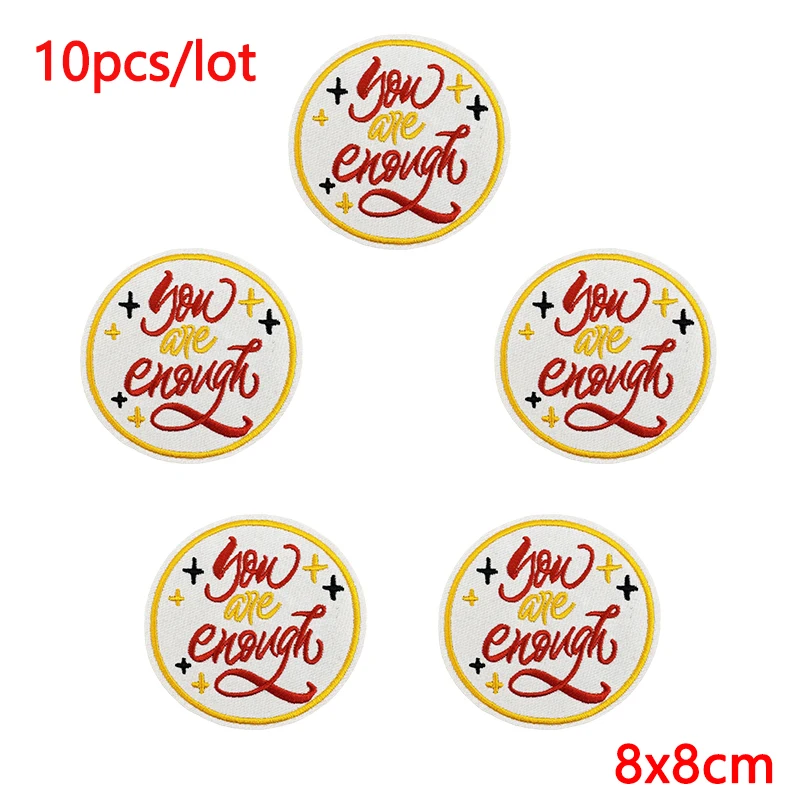 10 unids/lote de parches bordados con eslogan de letras para ropa, parches termoadhesivos para planchar de Hip-Hop para chaqueta, mochila, logotipo - imagen 2