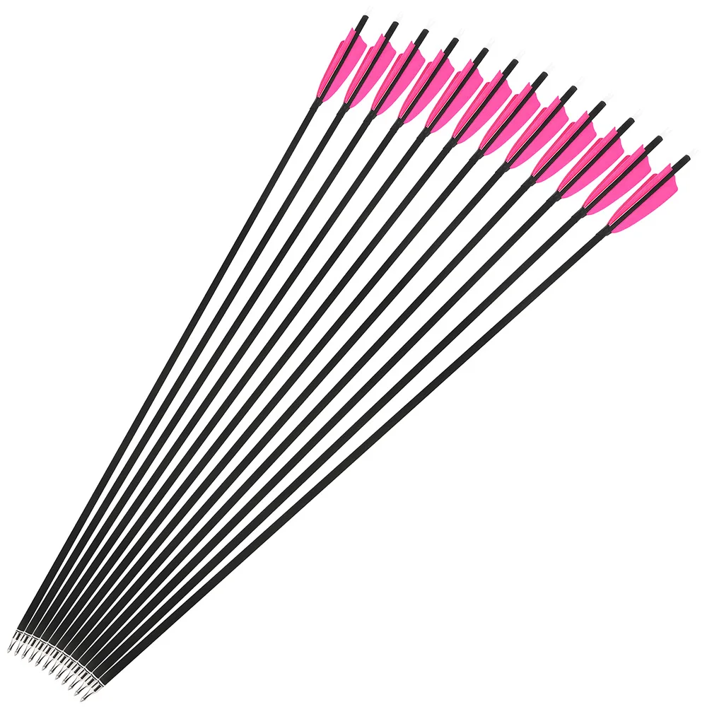 ‌ Flecha de carbono SP500 de 28 ''30'' 31'', con pluma de 4 pulgadas para arco compuesto recurvo al aire libre, accesorios de tiro de caza, 12 Uds. - imagen 3