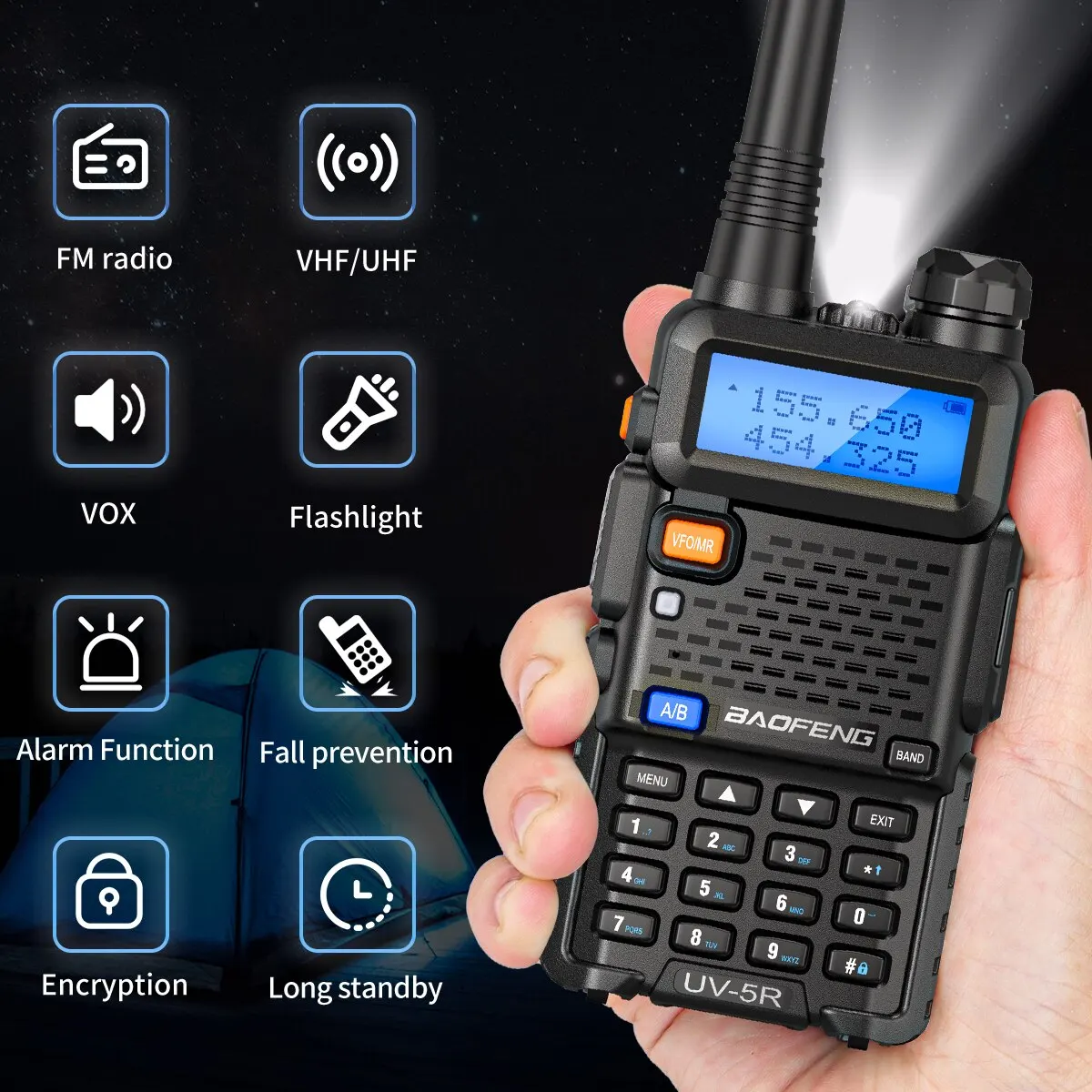 Baofeng UV 5R Walkie Talkie portátil Ham CB Radio de doble banda VHF UHF FM transceptor de dos vías de radio UV82 UV9R Plus - imagen 2