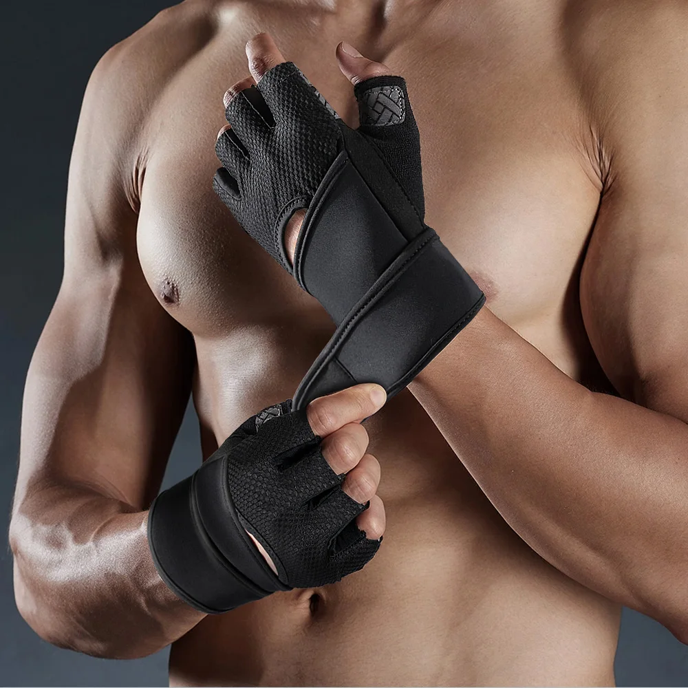 Guantes de entrenamiento de peso pesado transpirables para gimnasio, almohadilla antideslizante antigolpes, deporte, culturismo, gimnasio, mano, Protector de Palma - imagen 2