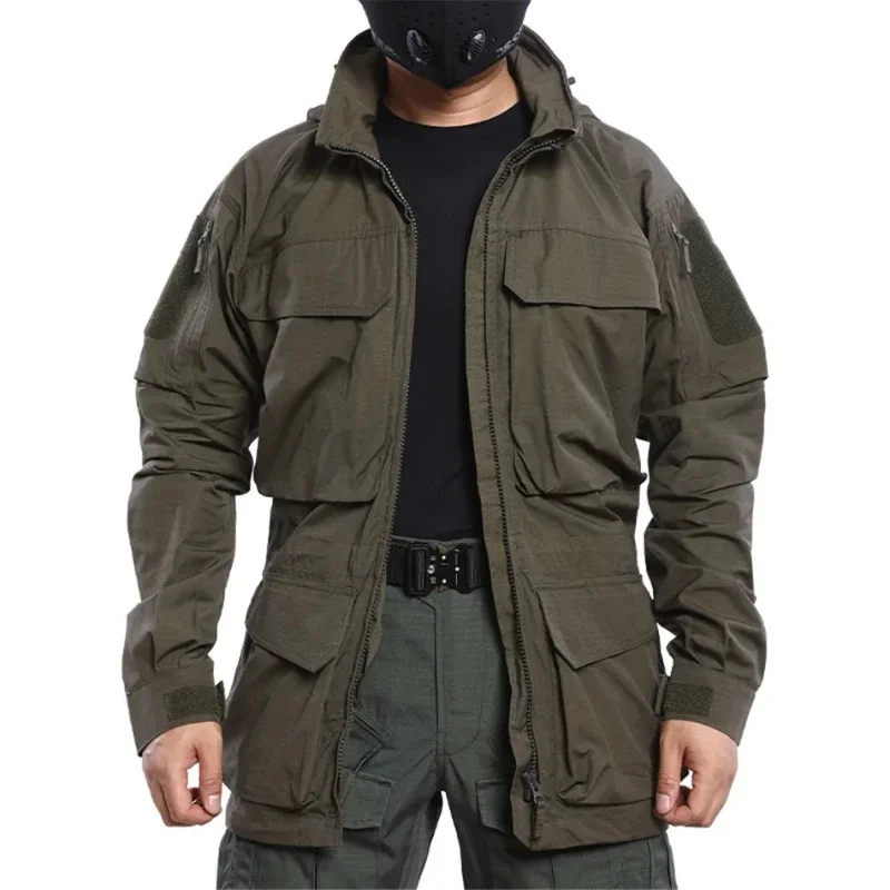 Gabardina táctica de camuflaje Durban, longitud media para exteriores, chaqueta M2 impermeable para montañismo con múltiples bolsillos - imagen 4