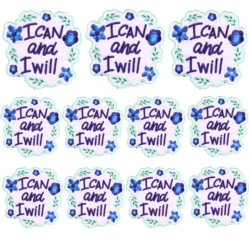 Prajna-Parche de flores con letras para planchar, parches bordados para ropa, dibujos animados, bricolaje, 10 piezas - imagen 4