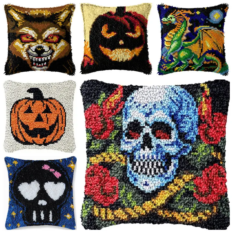 Kit de gancho de pestillo portátil, edición de viaje, almohada y alfombra, bordado artesanal con lona plegable