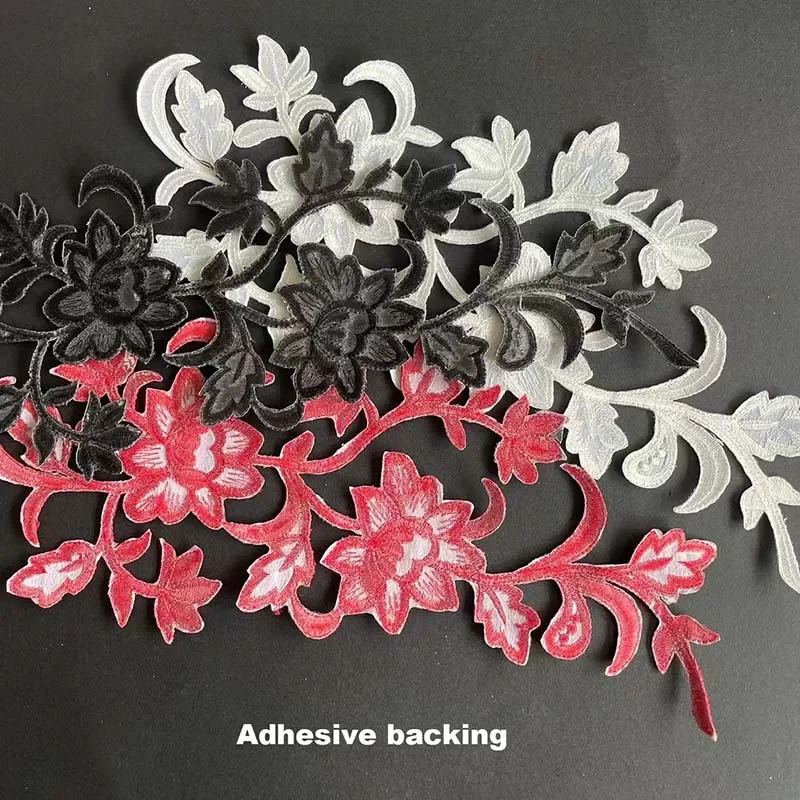 Parche de apliques florales, pegatinas termocollantes para ropa, 31x15CM, tela de vid de flores, bordado, parches para planchar para vestido, camisa - imagen 5