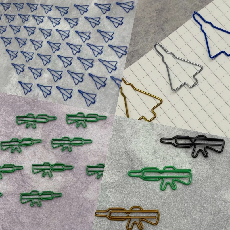 50 unid/set de clip de papel con diseño de Rifle de asalto, estilo personalizado/Jato de combate, clip de diseño de avión para marcador, marcador de papelería