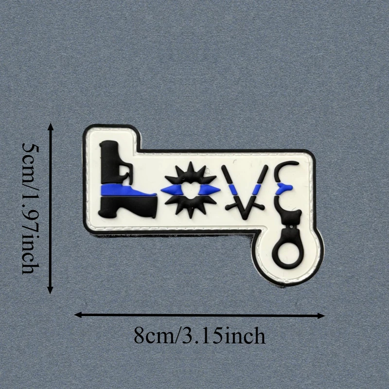Parche de PVC 3D "LOVE", chaleco táctico, sombreros con gancho y bucle, insignia de moral, mochila, pegatinas decorativas, parches para brazalete para ropa - imagen 3