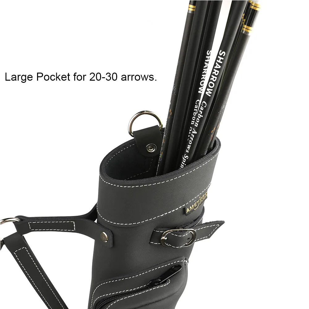 Carcaj de flecha de tiro con arco con bolsillo, hombro, cintura, bolsa de flecha de cuero para arco recurvo, arco compuesto, caza, tiro, soporte de flecha - imagen 4