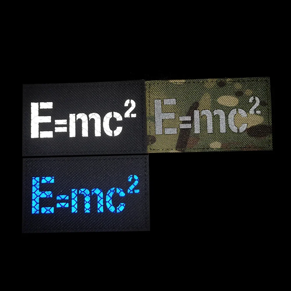 Moral Energy Formula Mass Energy Formula E = mc2 Parche reflectante + luminoso para brazalete Parche autoadhesivo con cierre de gancho y bucle - imagen 3