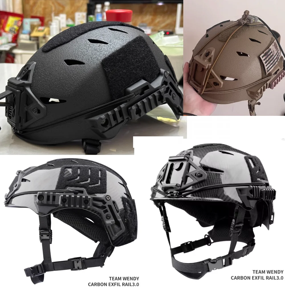 Casco táctico airsoft Wendy versión de fibra de carbono forro avanzado seguridad rescate de emergencia esquí sombrero escalada entrenamiento rescate - imagen 2