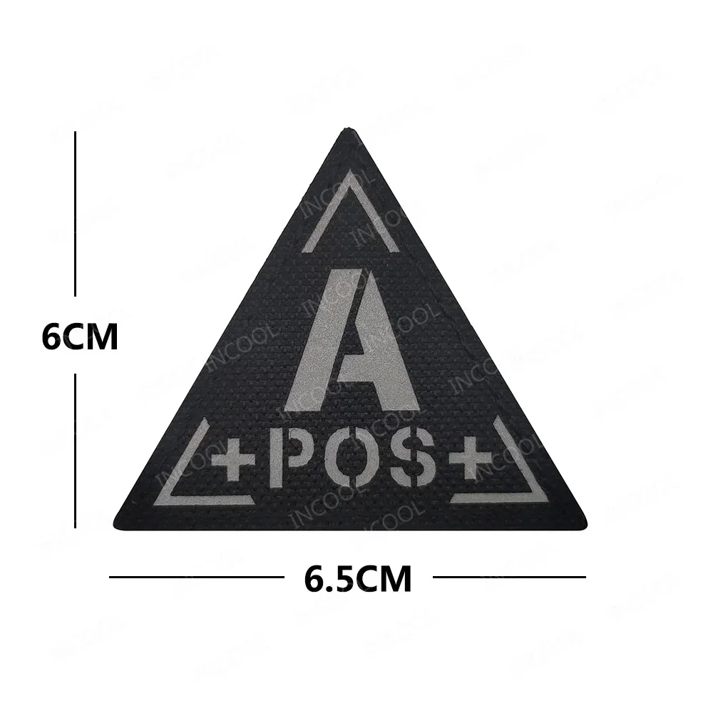 Sangre reflectante tipo A B AB O POS positivo NEG parche bordado negativo insignias decorativas tácticas que brillan en la oscuridad para ropa - imagen 5