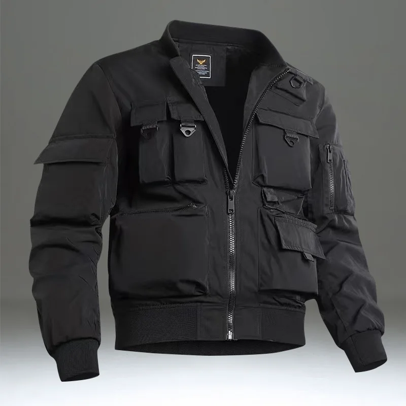 Chaqueta táctica multifuncional con múltiples bolsillos, ropa de trabajo informal suelta, chaqueta de vuelo - imagen 3