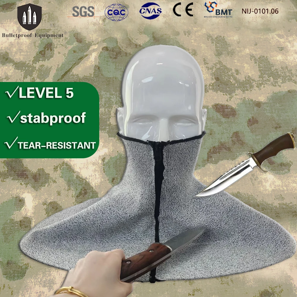 Protector de cuello resistente a cortes EN388 con cremallera