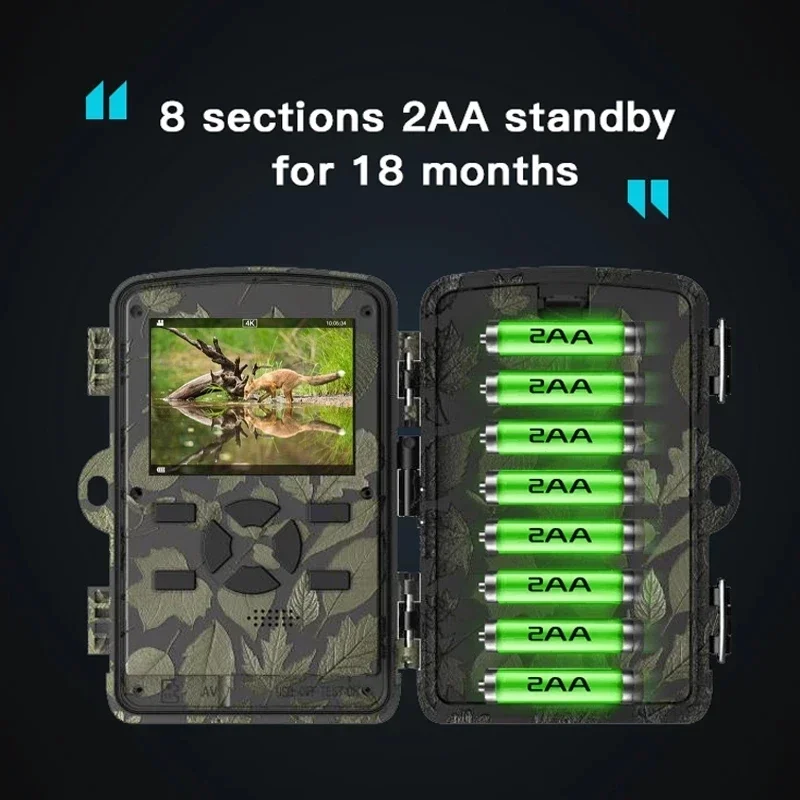 Cámara de caza H8201 de 2,4 pulgadas, 20MP, 4K, grabación HD, visión nocturna, IP66, impermeable, disparador de cámara de rastreo, seguimiento de visión nocturna, caza - imagen 5