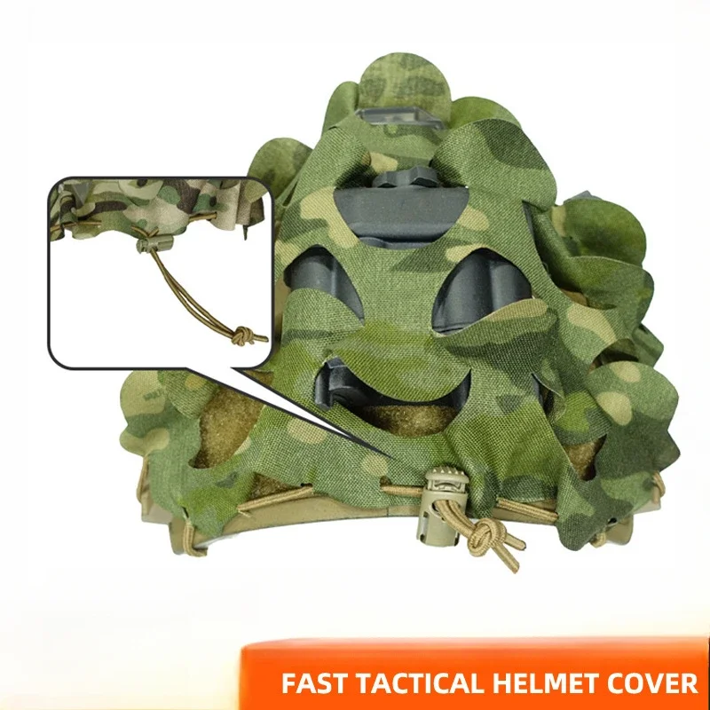 Traje táctico de caza Ghillie, capucha de casco de camuflaje 3D de red para casco rápido, cubierta de casco de camuflaje para caza al aire libre - imagen 3