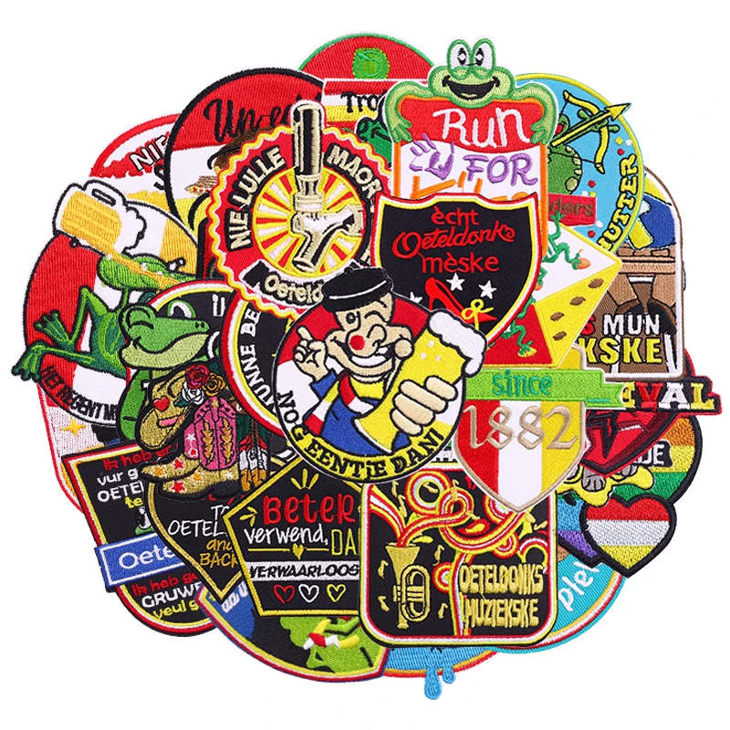 10 Uds. Parches bordados aleatorios de Países Bajos Oeteldonk en ropa parche de Carnaval de Países Bajos parches para planchar para insignia de ropa - imagen 4