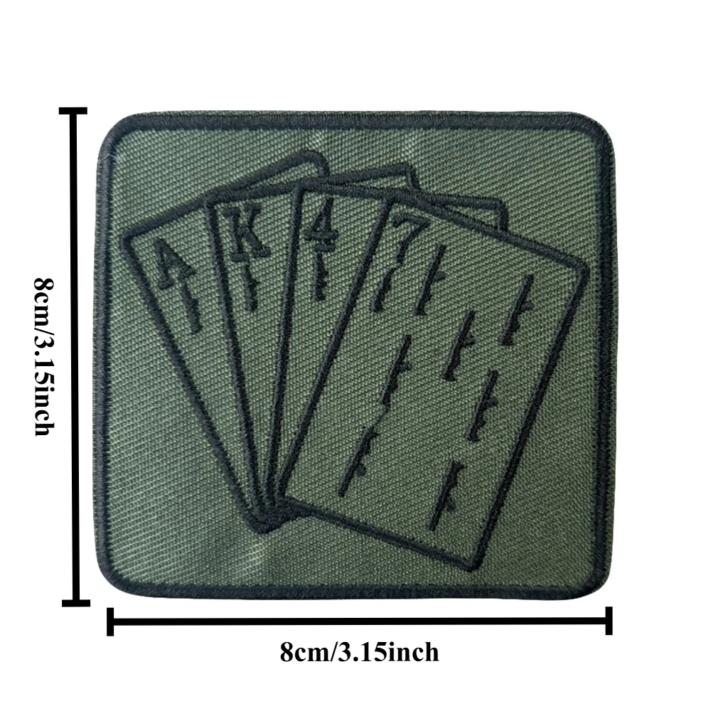 Parche táctico Ak47 con tarjeta de póker, parches bordados divertidos con gancho y bucle, insignia de moral, brazalete del ejército militar, pegatinas para mochila - imagen 2