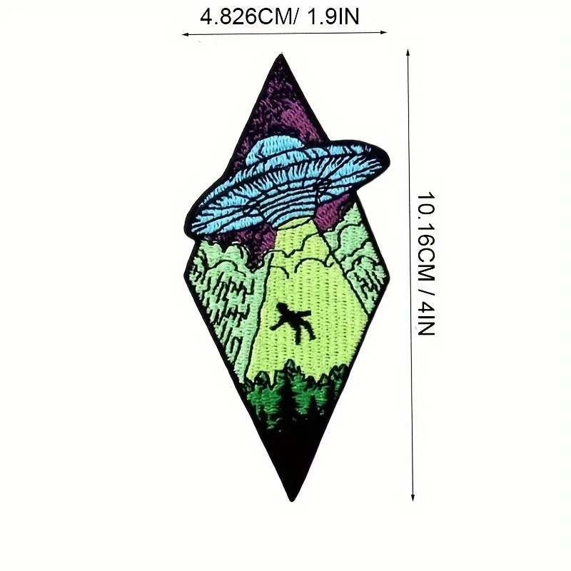 1 parche para planchar/coser bordado alienígena UFO: cósmico, espacio exterior, apliques para chaquetas, mochilas, jeans y decoración DIY - imagen 4