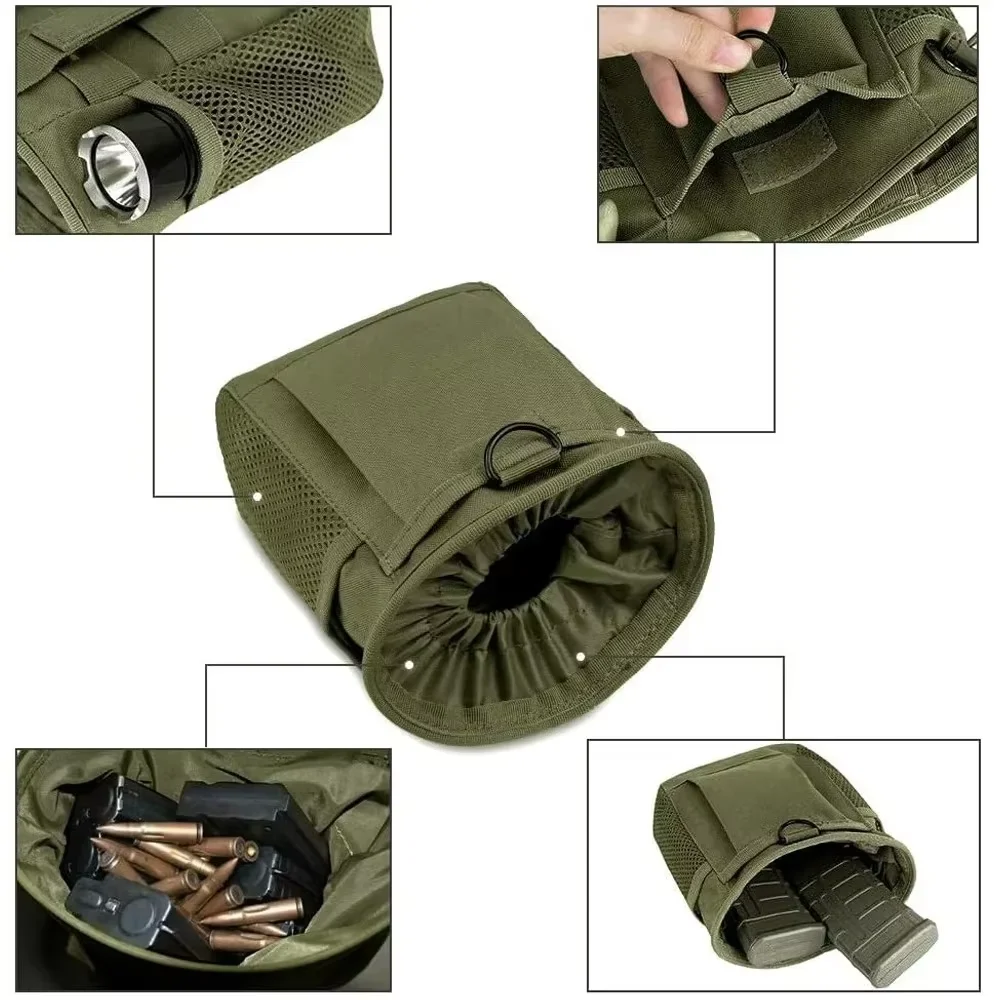 Bolsa de descarga MOLLE ajustable: bolsa de recuperación de revistas de caza, funda de riñonera de cintura con munición con cordón - imagen 5