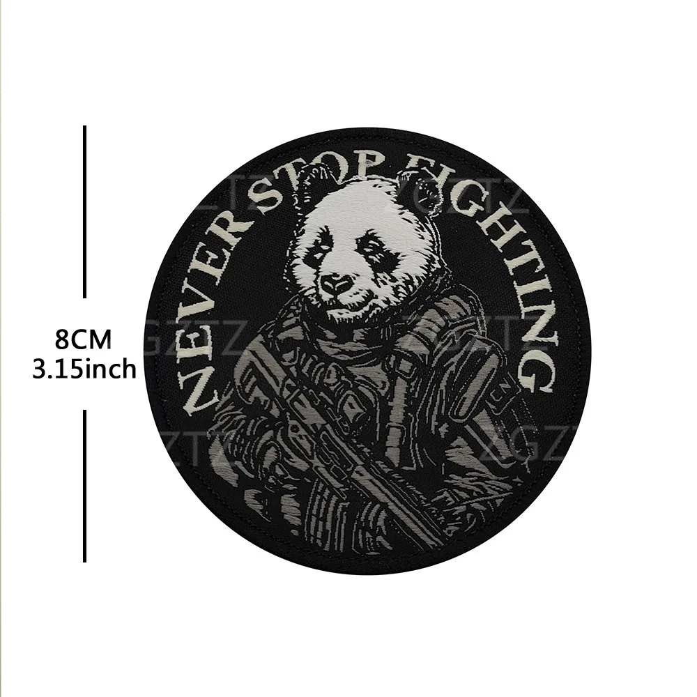 Parches de gancho y bucle bordados de Panda táctico "Para dejar de lucha" para ropa al aire libre insignia de moral táctica de moda militar - imagen 4