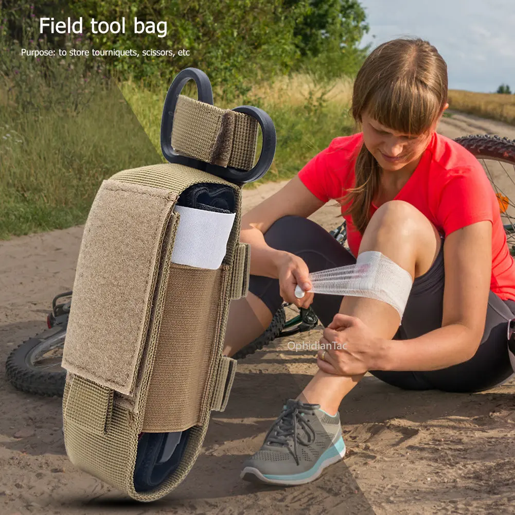 MOLLE-bolsa de torniquete de nailon, soporte para tijeras de trauma, bolsa de almacenamiento EMT, bolsa para cinturón EDC, funda para linterna, tijera médica, bolsa Molle - imagen 4