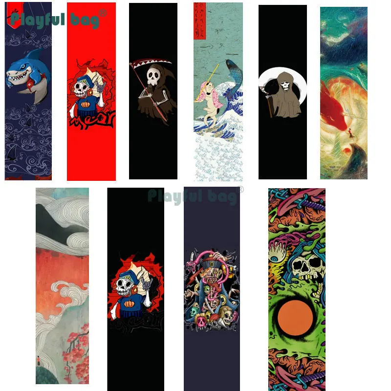 Papel de lija para monopatín 84x23CM, pegatina antideslizante, patrón de moda, decoración de doble balancín, pegatinas para monopatín AMB140 - imagen 2