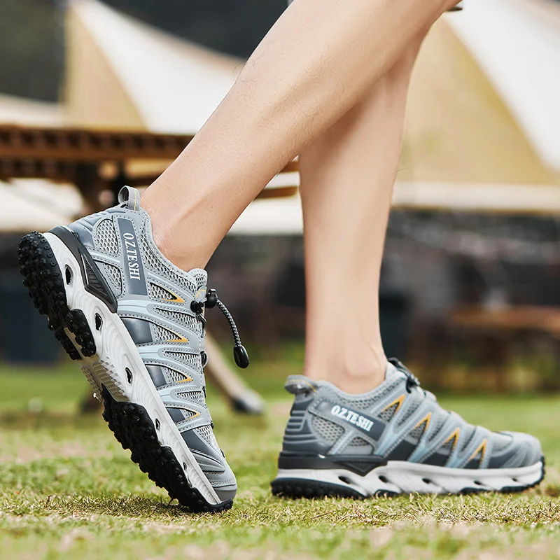 Zapatos de senderismo O.Z.THESHI, botas de trekking de malla para hombre, zapatillas deportivas transpirables para exteriores, zapatos de pesca informales ligeros para montaña - imagen 4