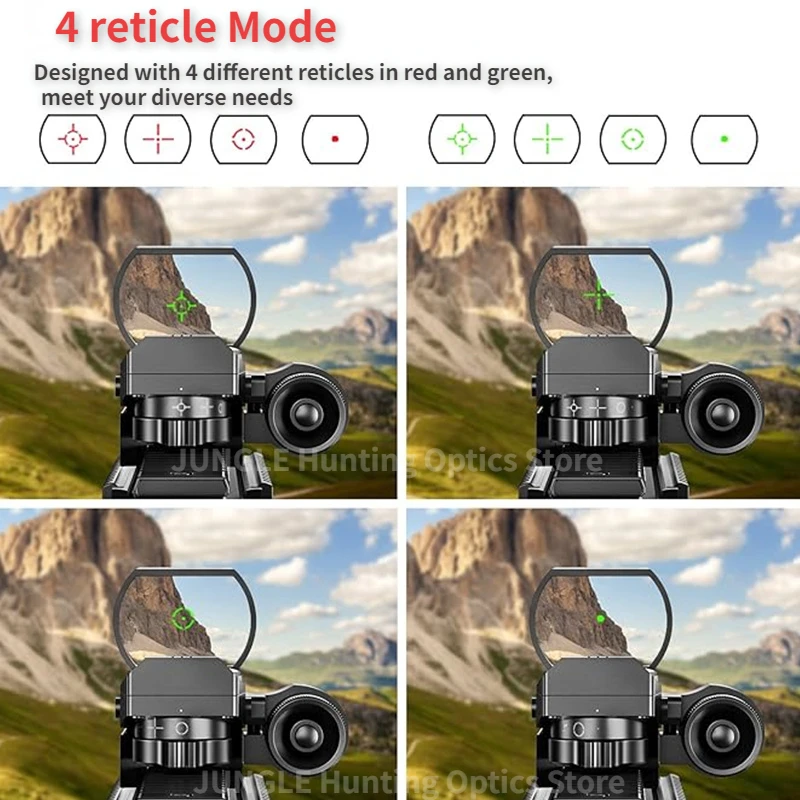 Mira óptica de punto rojo para caza, mira holográfica de reflejo, 4 retículas, colimador rojo/verde, accesorios Airsoft, 1x40, HD101 - imagen 5