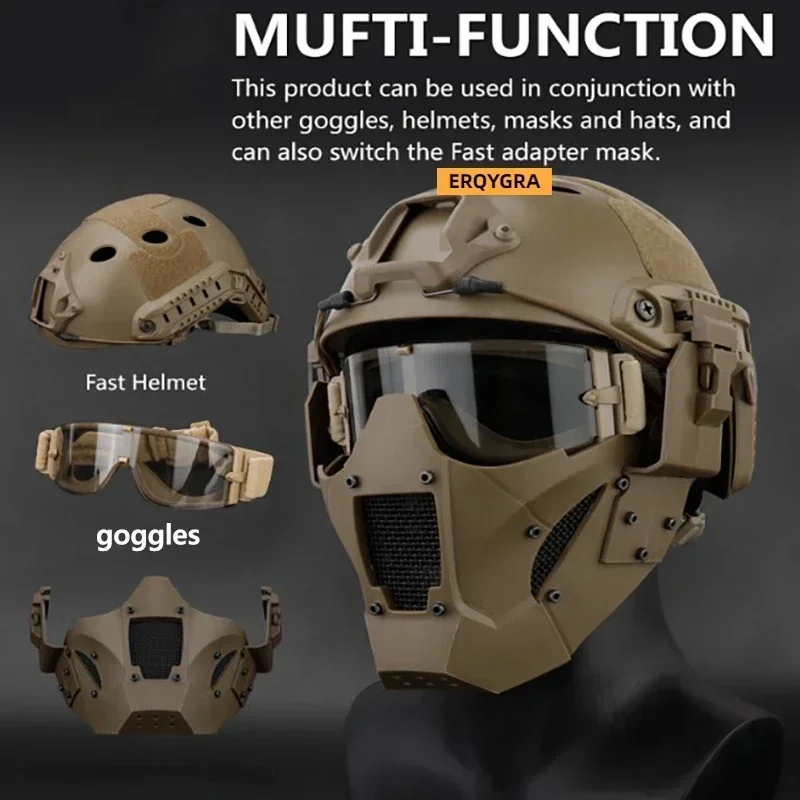 ERQYGRA-mascarilla táctica de hierro, accesorios de Paintball Airsoft, juego de guerra de Halloween, tiro, caza, equipo deportivo al aire libre - imagen 5