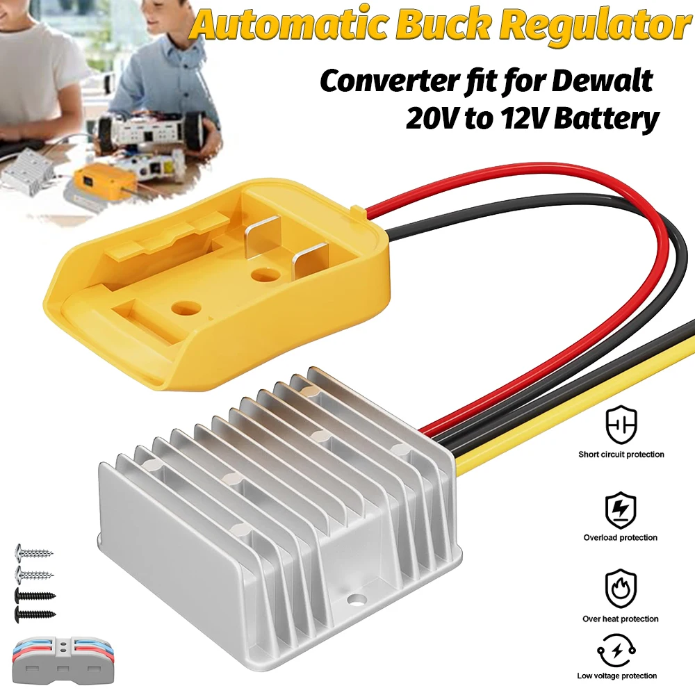 Convertidor reductor para Dewalt, adaptador de 20V a 12V, adaptador de batería de rueda eléctrica, inversor Buck automático DC 12V 20A 240W