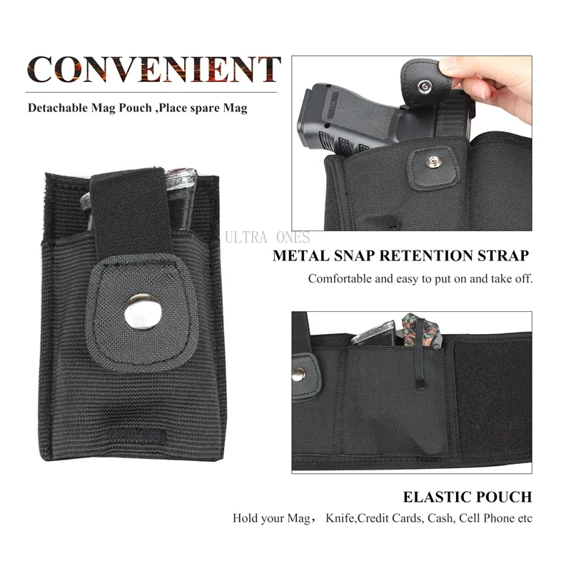 Funda de cinturón táctico para caza, banda para tiro, ocultación, transporte, Airsoft, Paintball, banda para el vientre para mano derecha - imagen 3