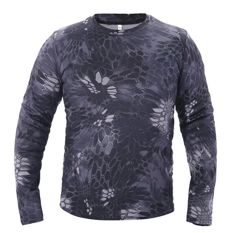 Camiseta de manga larga de camuflaje para hombre, ropa táctica de secado rápido para senderismo al aire libre, primavera y otoño - imagen 2