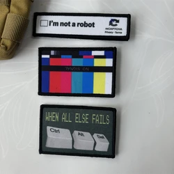 Parche táctico chevrón No soy un Robot gancho y bucle insignia moral