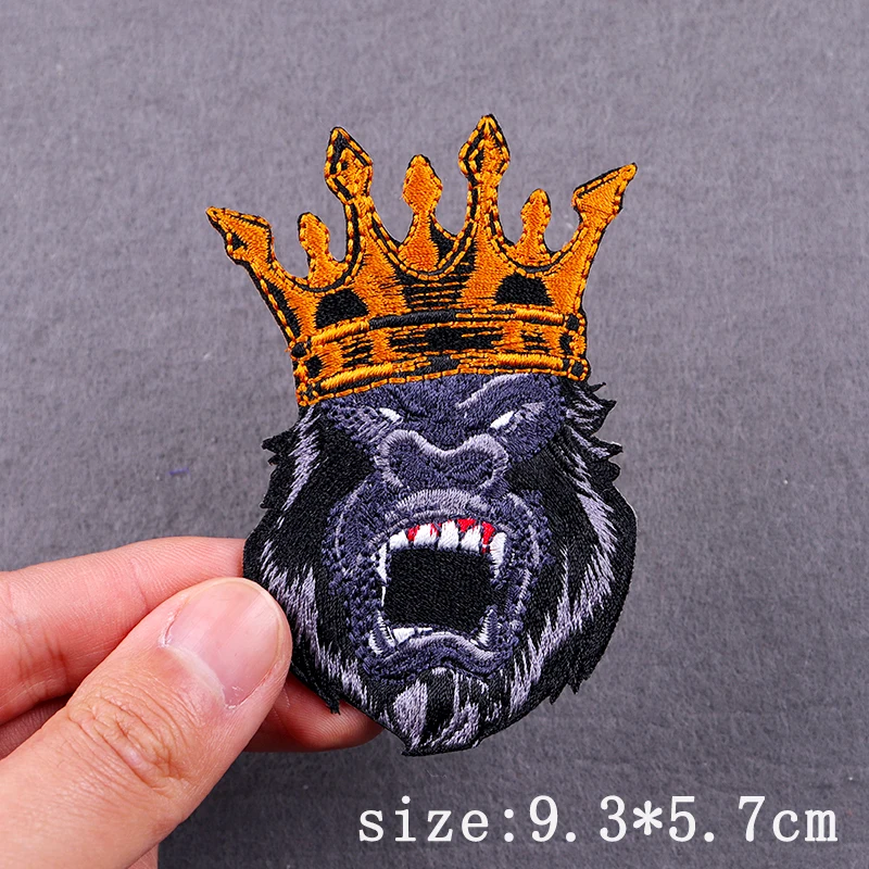Parches bordados orangután/Bear King para ropa, parches termoadhesivos para ropa, parche muscular de animales para pegatinas para ropa - imagen 3