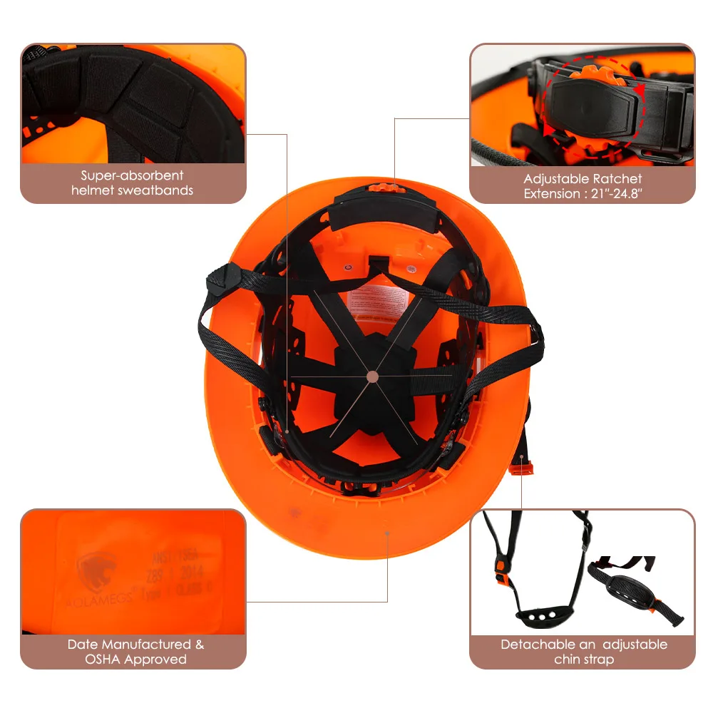 Cascos de seguridad de ala completa con gafas integradas, casco duro CE para sitio de construcción, gorra de trabajo de escalada de rescate Industrial, transpirable - imagen 4