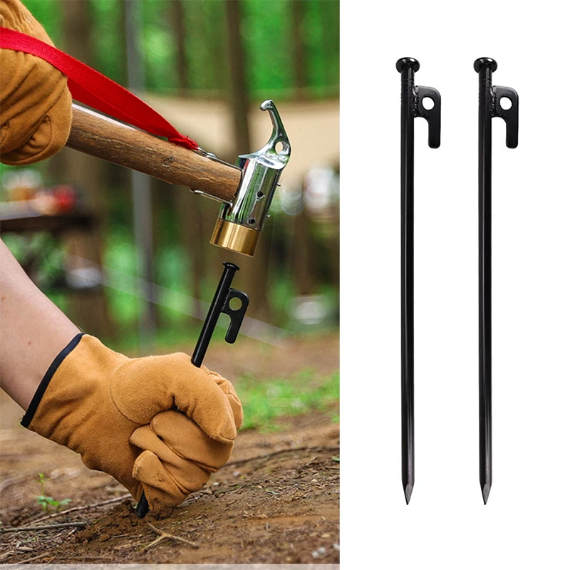 2Pcs/10Inch Outdoor Tent Nail Tent Pegs Heavy Duty Steel Tent Stakes for Camping Canopy Awning Tent Camping Tarp Accessories