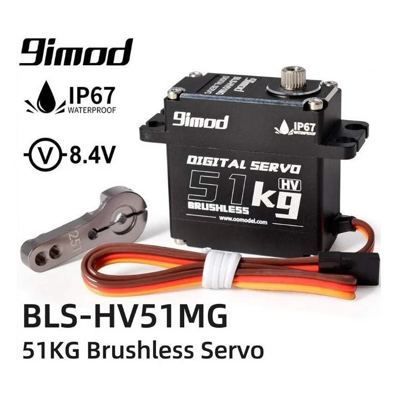 9imod-engranaje de Metal sin escobillas para coche, Servo Digital de alto voltaje, resistente al agua, para coche de Control remoto 1/8 1/10, 51KG, BLS-HV51MG