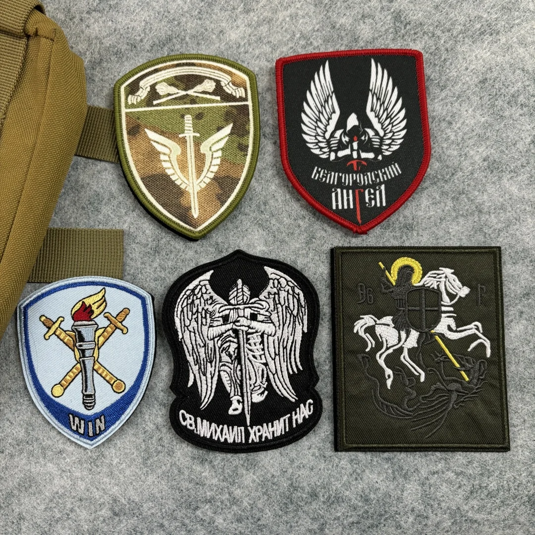 Parches tácticos de Michael Arcángel, parche bordado, espada y alas, gancho y bucle, insignia de moral militar, brazalete, pegatinas para mochila