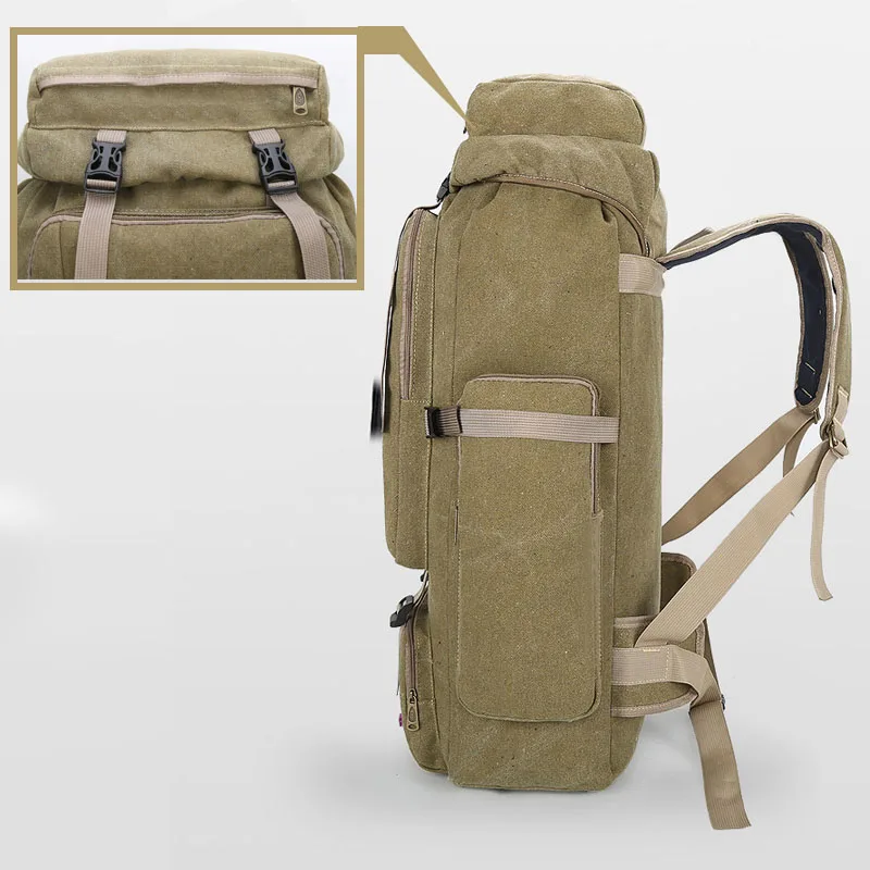 Bolsa de lona para acampar para hombre, mochila de senderismo, equipaje, escalada al aire libre, Trekking, bolsas de hombro tácticas de viaje, deportes, 70l - imagen 5