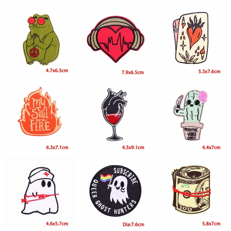 Parches bordados para ropa, pegatinas de costura Punk, dibujos animados, botella de vino, 10 unids/lote - imagen 5