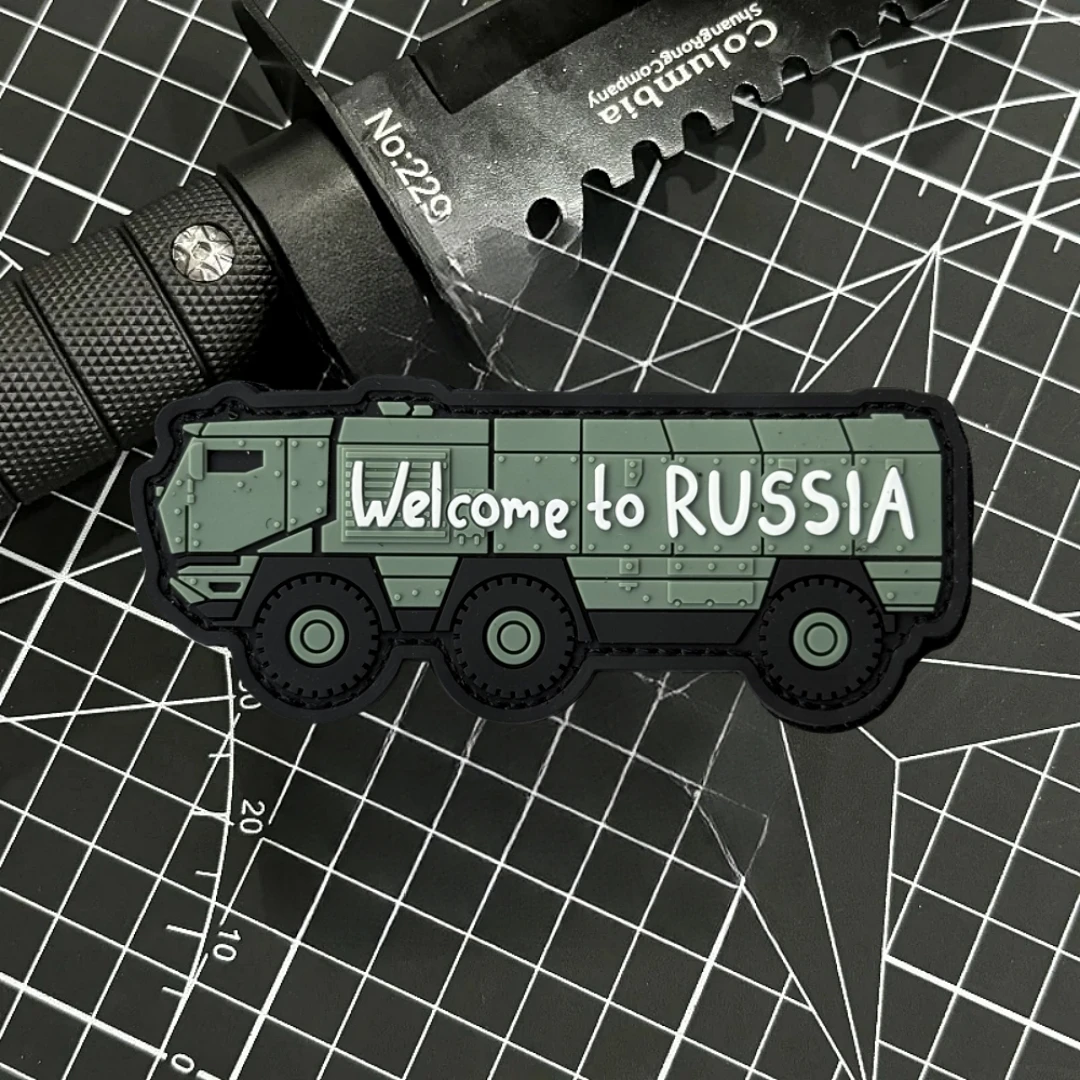 Brazalete militar "Bienvenido a Rusia", parche de PVC 3D para camión grande, insignia de moral táctica, gancho y bucle, accesorios para mochila, pegatina - imagen 5