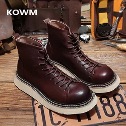 KOWM botas de senderismo impermeables piel vacuna para hombre tácticas