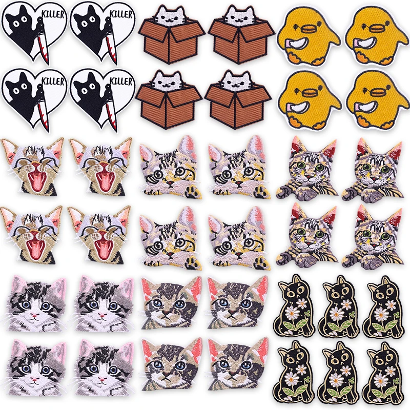10 unids/lote lindo gato Anime parche bordado parche hierro en diseño de animales de dibujos animados para mochila chaqueta estilo Kawaii decoración de ropa