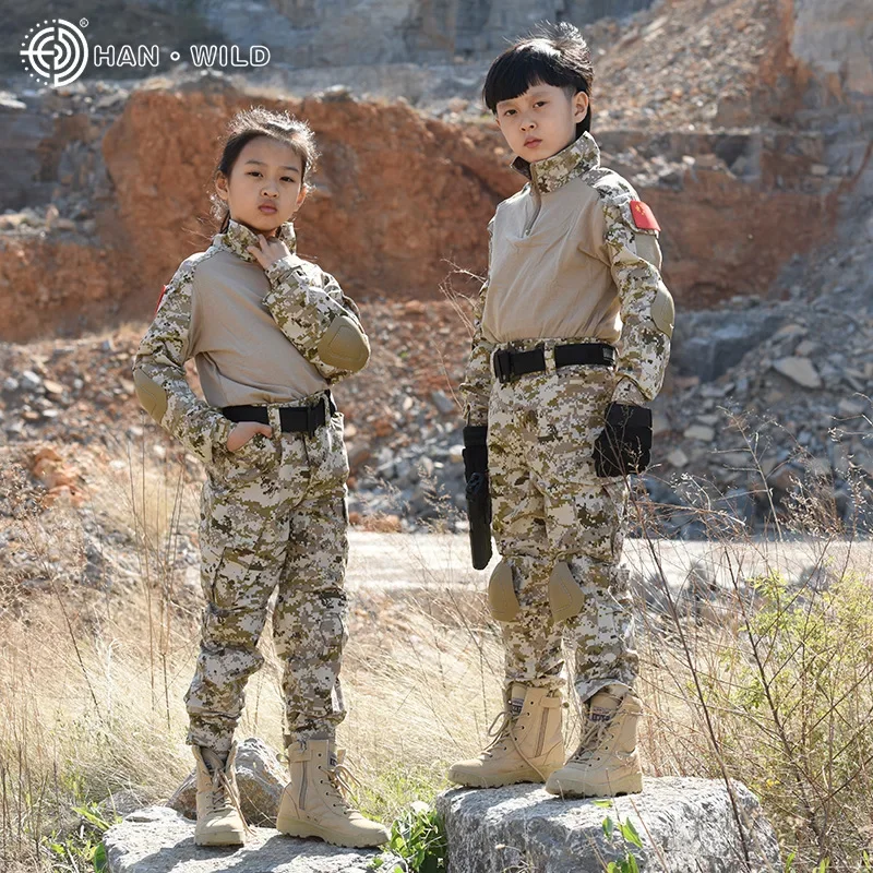 Conjunto de uniforme de camuflaje para niños y niñas, uniforme militar para niños, traje táctico cómodo de Paintball para chico, camisa CS, pantalones, conjuntos para niños - imagen 2