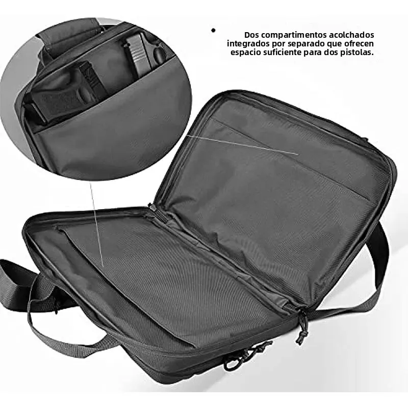Bolsa de arma táctica bloqueable con sistema Molle, múltiples bolsillos para rango de tiro, paquete de hombro de caza con compartimento para ordenador portátil - imagen 4