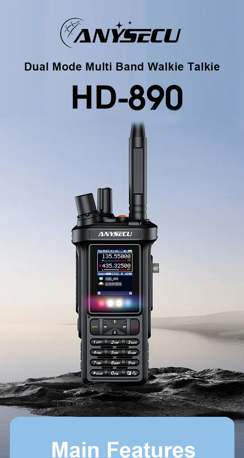 Anysecu HD-890 Radio bidireccional 4G LTE Poc red VHF UHF AM receptor de banda aérea modo cruzado GPS intercomunicador público HAM SenHaix SHX8900 - imagen 2
