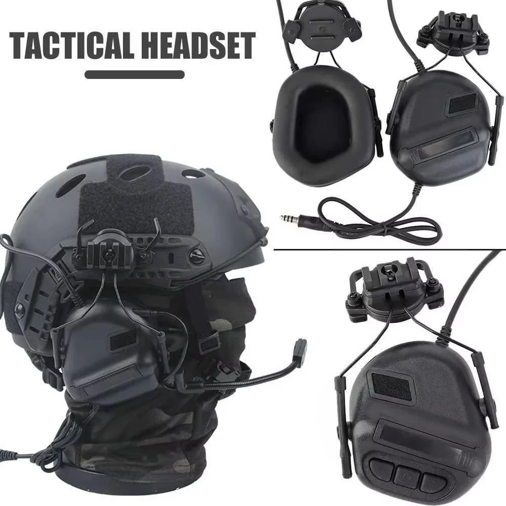 Casco Airsoft táctico de alta definición, conjunto de auriculares, máscara de media cara, gafas, conjunto de casco con casco rápido, juego de luz de Flash - imagen 4