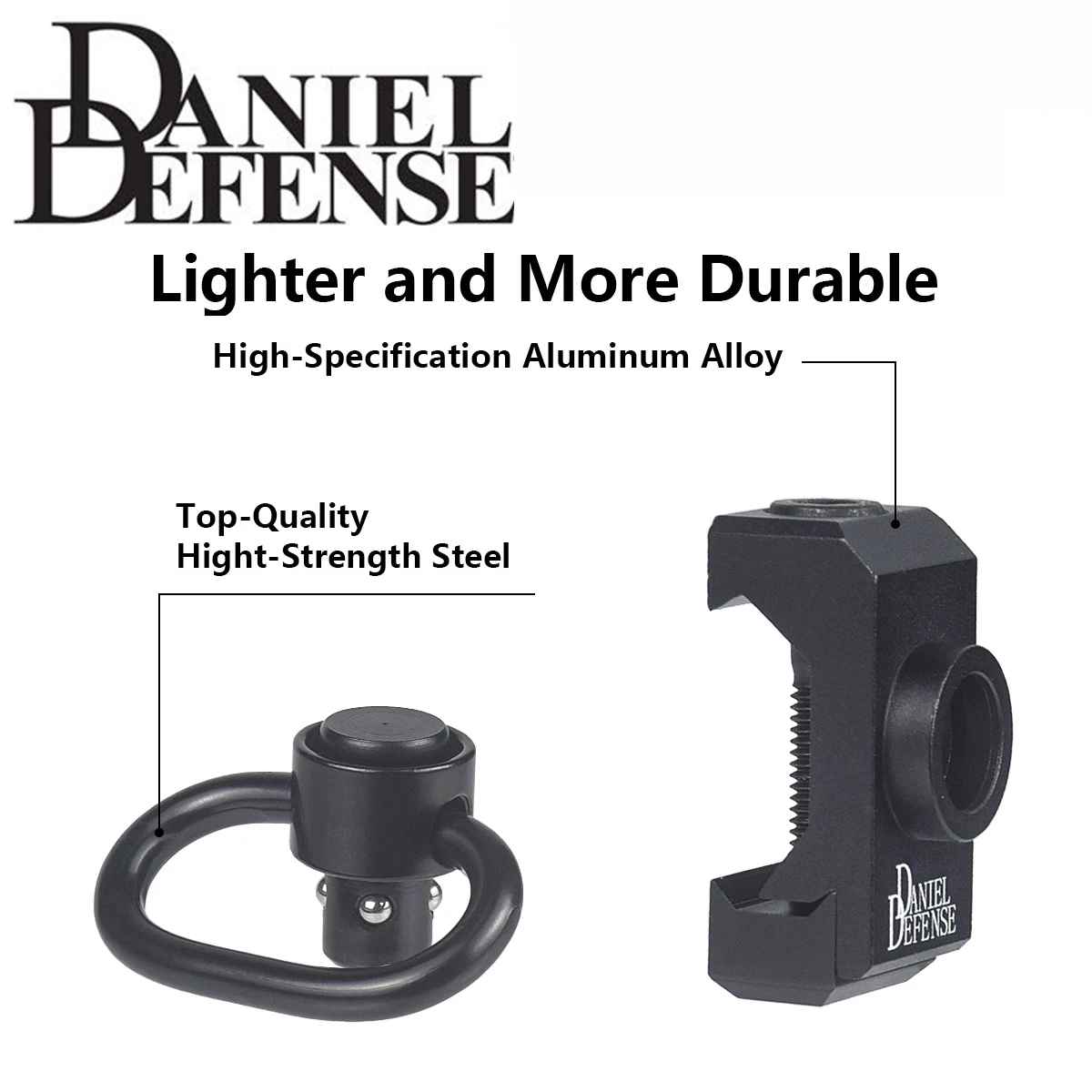 Punto de fijación giratorio QD de montaje en riel Daniel Defense con eslinga QD de alta resistencia, ajuste giratorio, riel Picatinny de 20mm - imagen 4