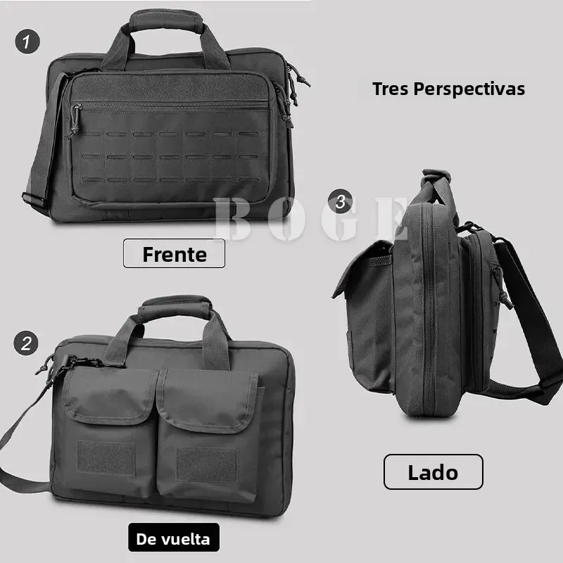 Bolsa de arma táctica bloqueable con sistema Molle, múltiples bolsillos para rango de tiro, paquete de hombro de caza con compartimento para ordenador portátil - imagen 3