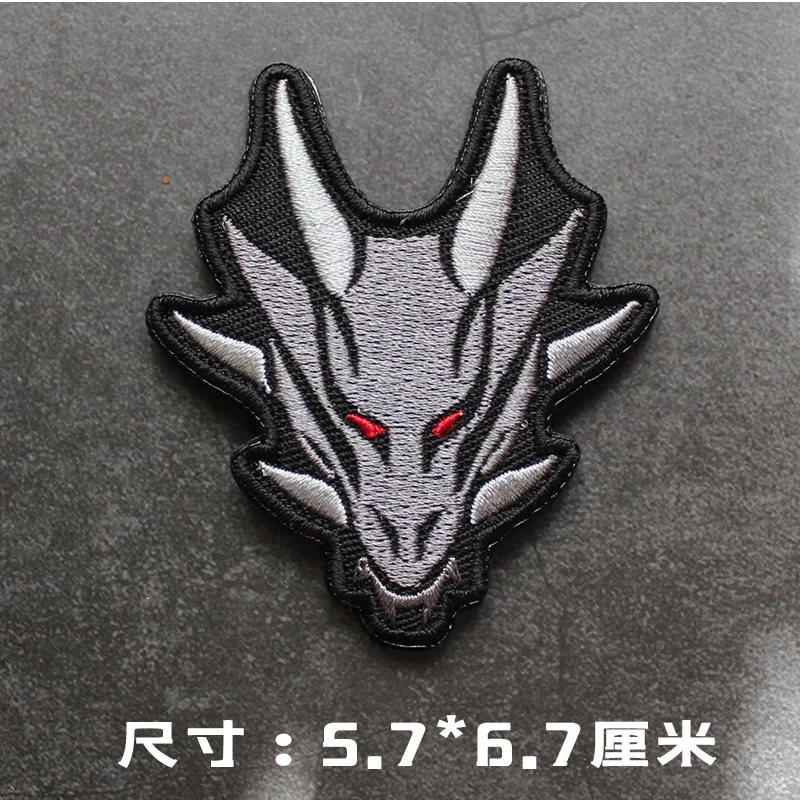 Accesorios para bolsa al aire libre, insignia de cabeza de dragón, chaqueta de moral bordada, mochila, parches de gancho y bucle para ropa - imagen 2